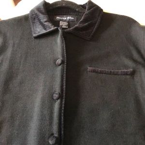Moving Bleu‎ vintage black button down cardigan. Size small. Oversized. NWOT.